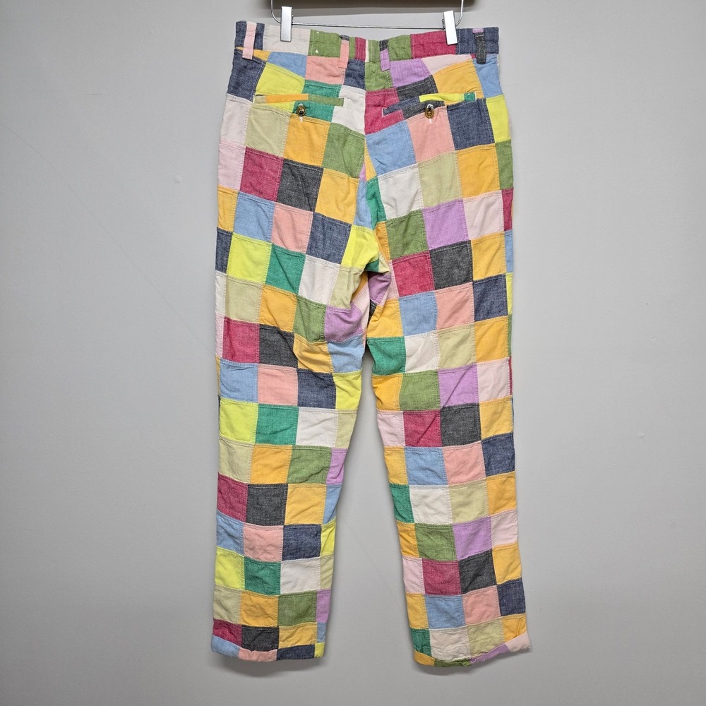 Orvis Patchwork Pants Mens 34 Multi Color Cotton Straight Leg Preppy Coastal - Picture 4 of 11
